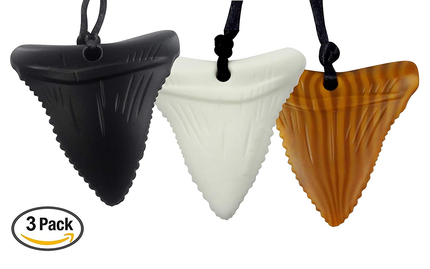 NEW Three Pack Shark Tooth Teething Necklaces! Food grade BPA Free Silicone! #Teething #Baby #SensoryProcessingDisorder