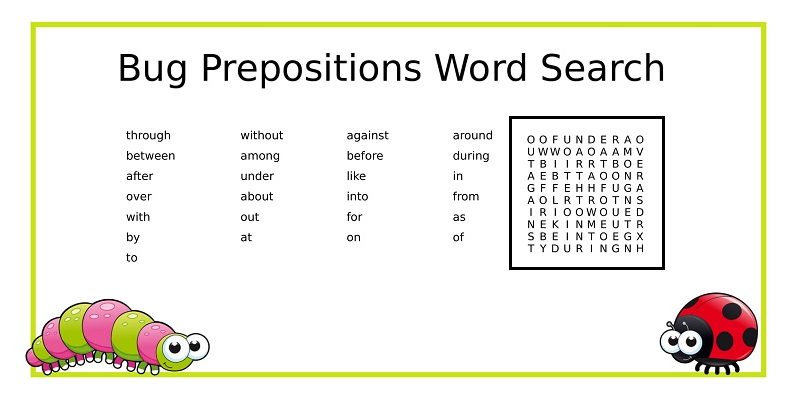 Bug Prepositions Word Search #Freebie #FreePrintable