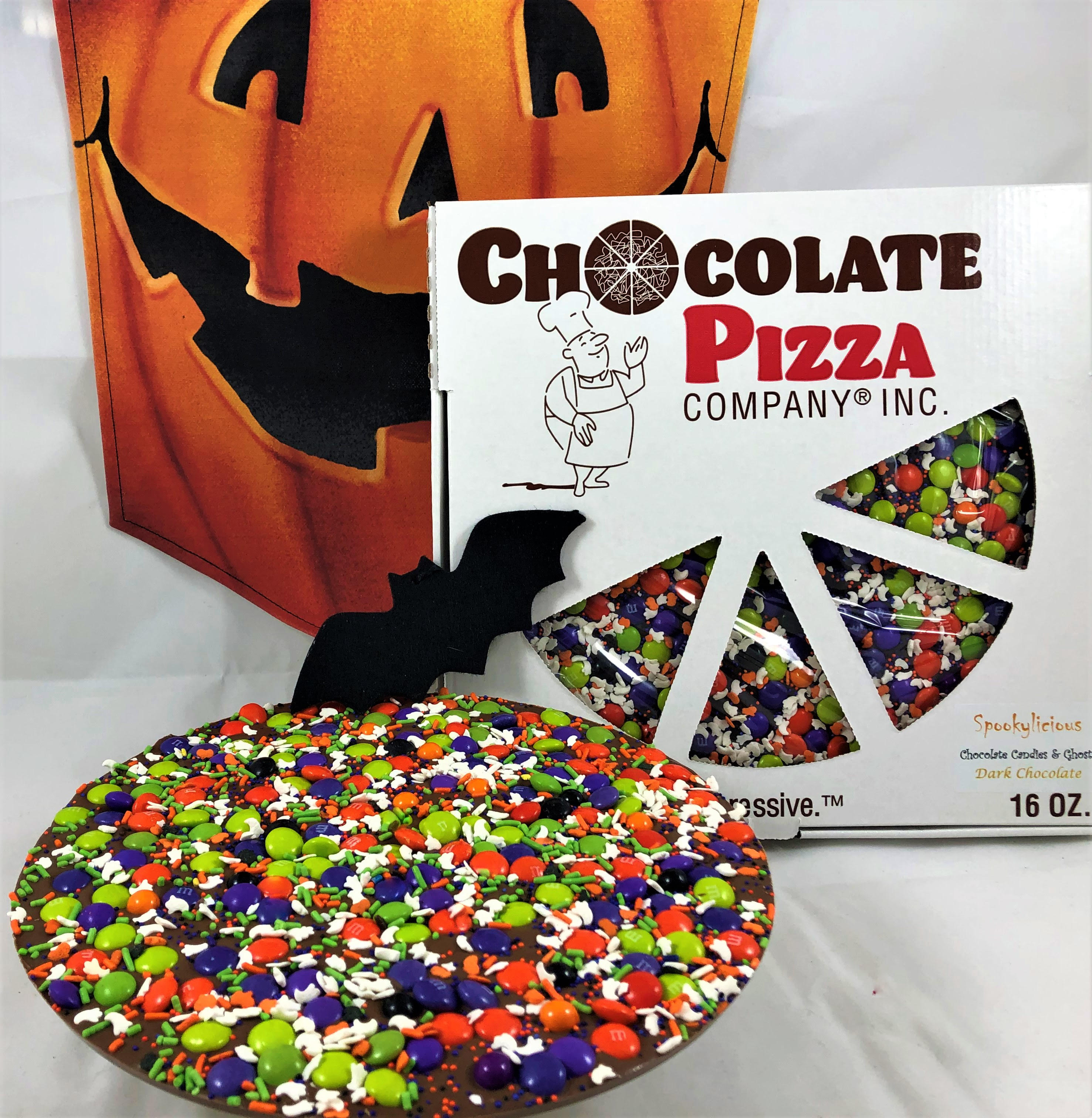 Spooky-licious Chocolate Pizza blends gourmet milk (or dark) chocolate with homemade English toffee. 