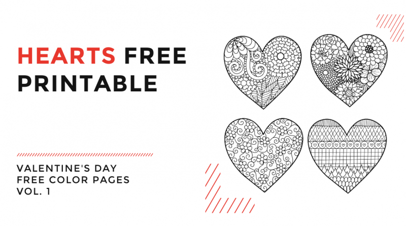 Valentine's Day Hearts Coloring Page Banner