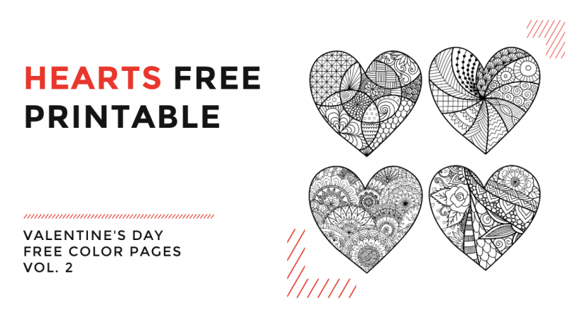 Valentine's Day Hearts Coloring Page Banner