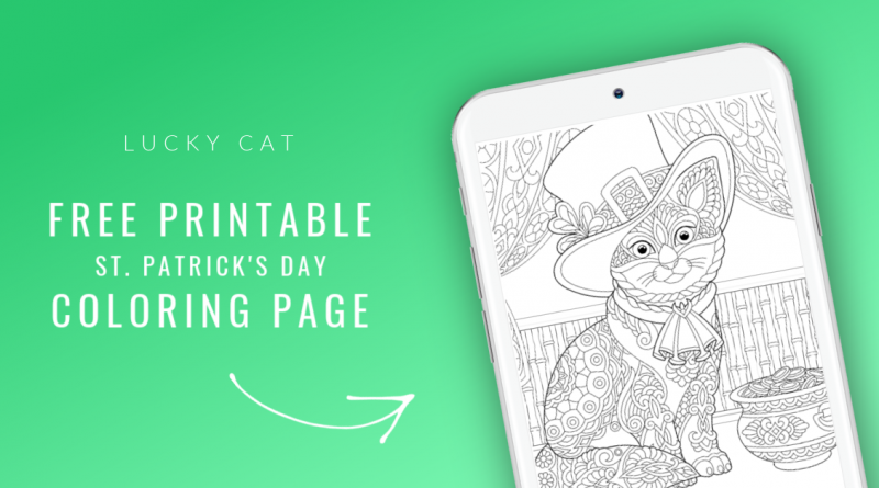 St. Patrick's Day Coloring Page Lucky Cat